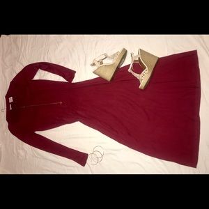 Long sleeve Red fitted dress